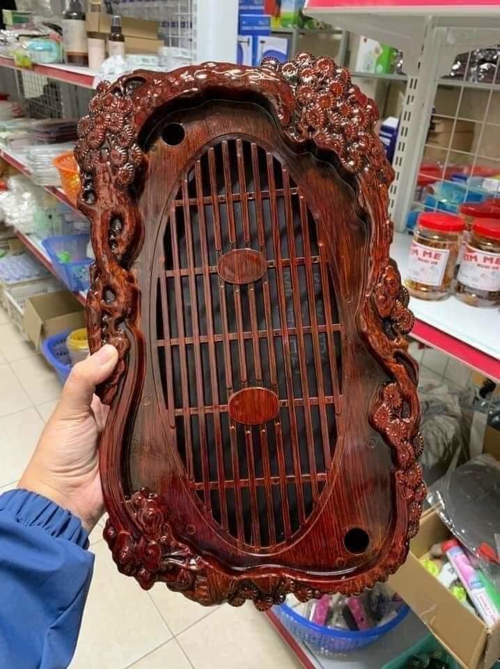 [FREESHIPPP] KHAY ĐỰNG TRÀ NHỰA  GIẢ  GỖ