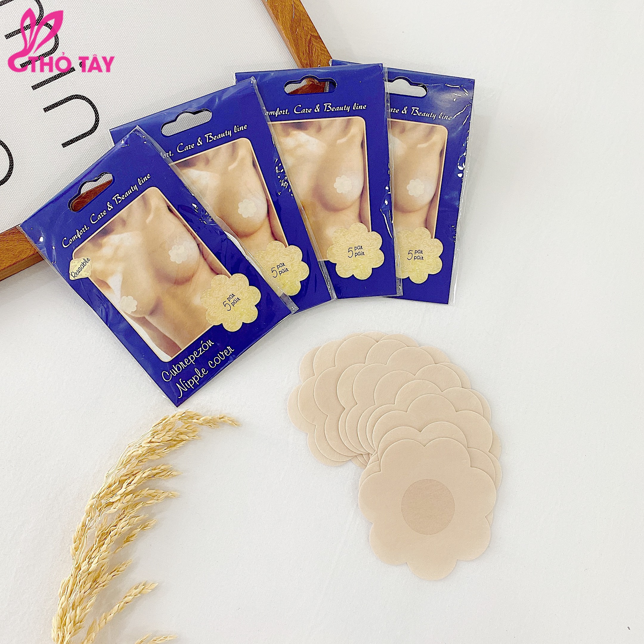 Set 5 Cặp Miếng Dán Ngực Hình Bông Hoa - THỎ TÂY