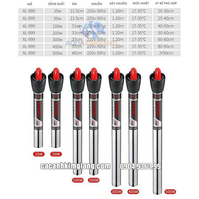 Sưởi Inox 100W siêu bền - Sưởi bể cá cảnh 100W