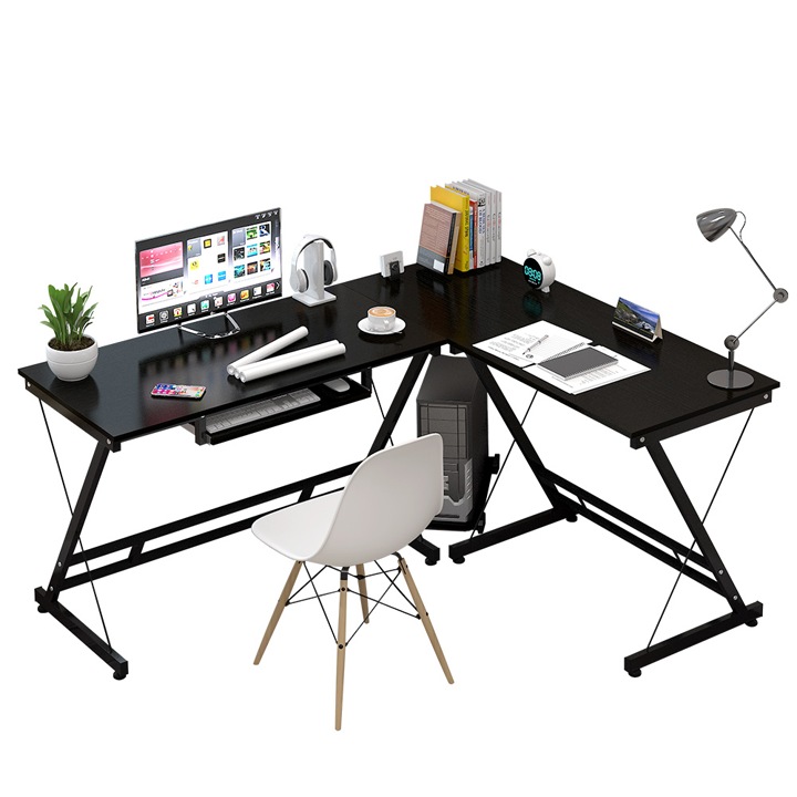 Anti-static painted iron frame L-shaped gaming table-computer desk, study desk, work platform size