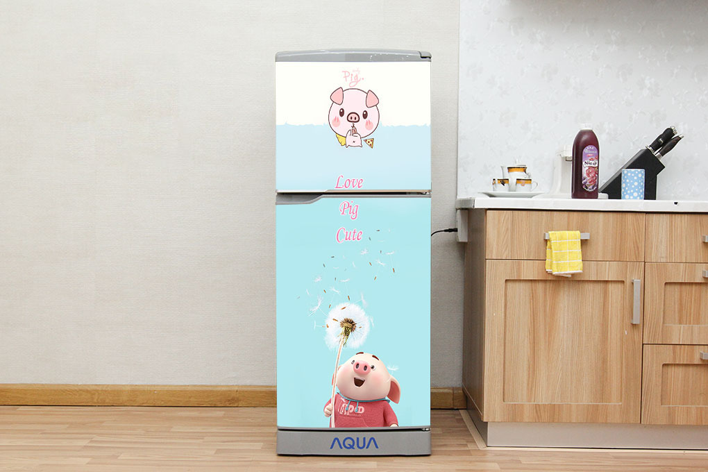 Decal dán trang trí tủ lạnh cao cấp - Pig cute