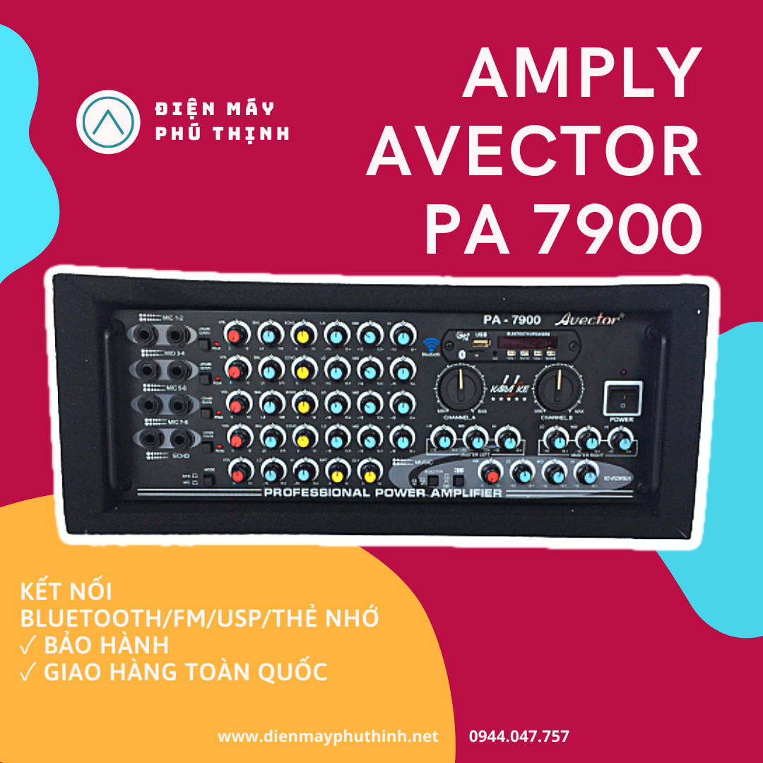 Amply karaoke bluetooth - amply karaoke gia đình Avector 7900 bluetooth