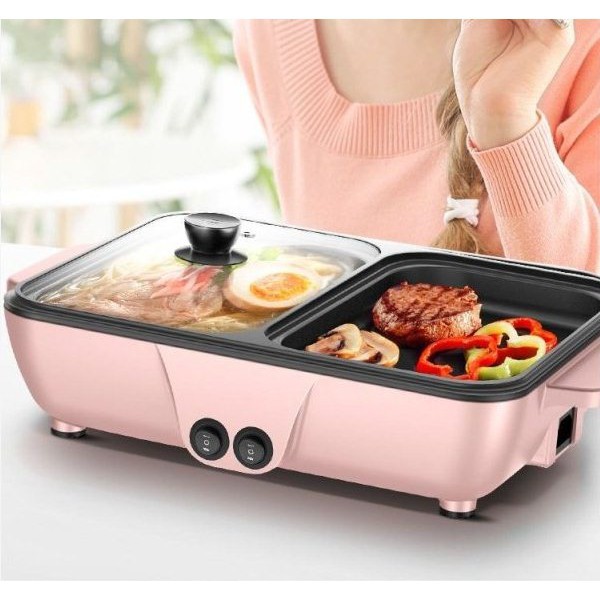 Nồi Nướng,Lẩu Đa Năng Mini 2 Trong 1(Lẩu Uyên Ương)