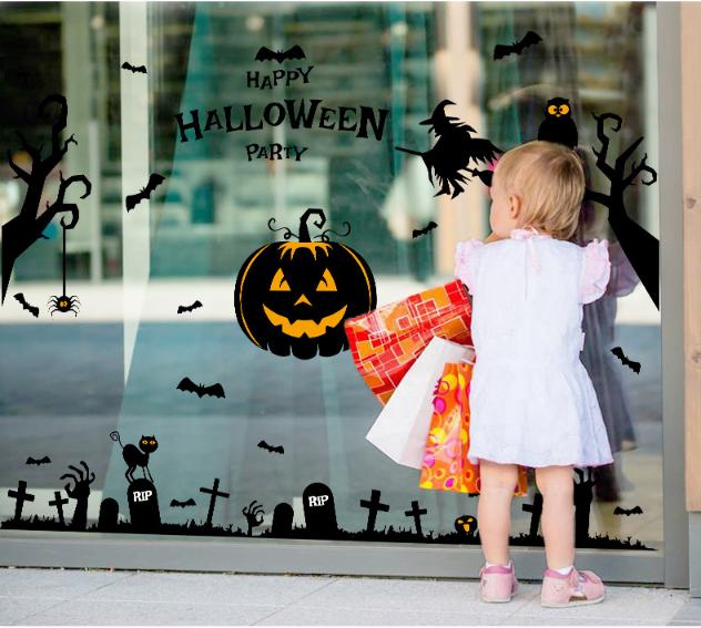 Decal trang trí tường - Halloween Bí Đỏ Kinh Dị