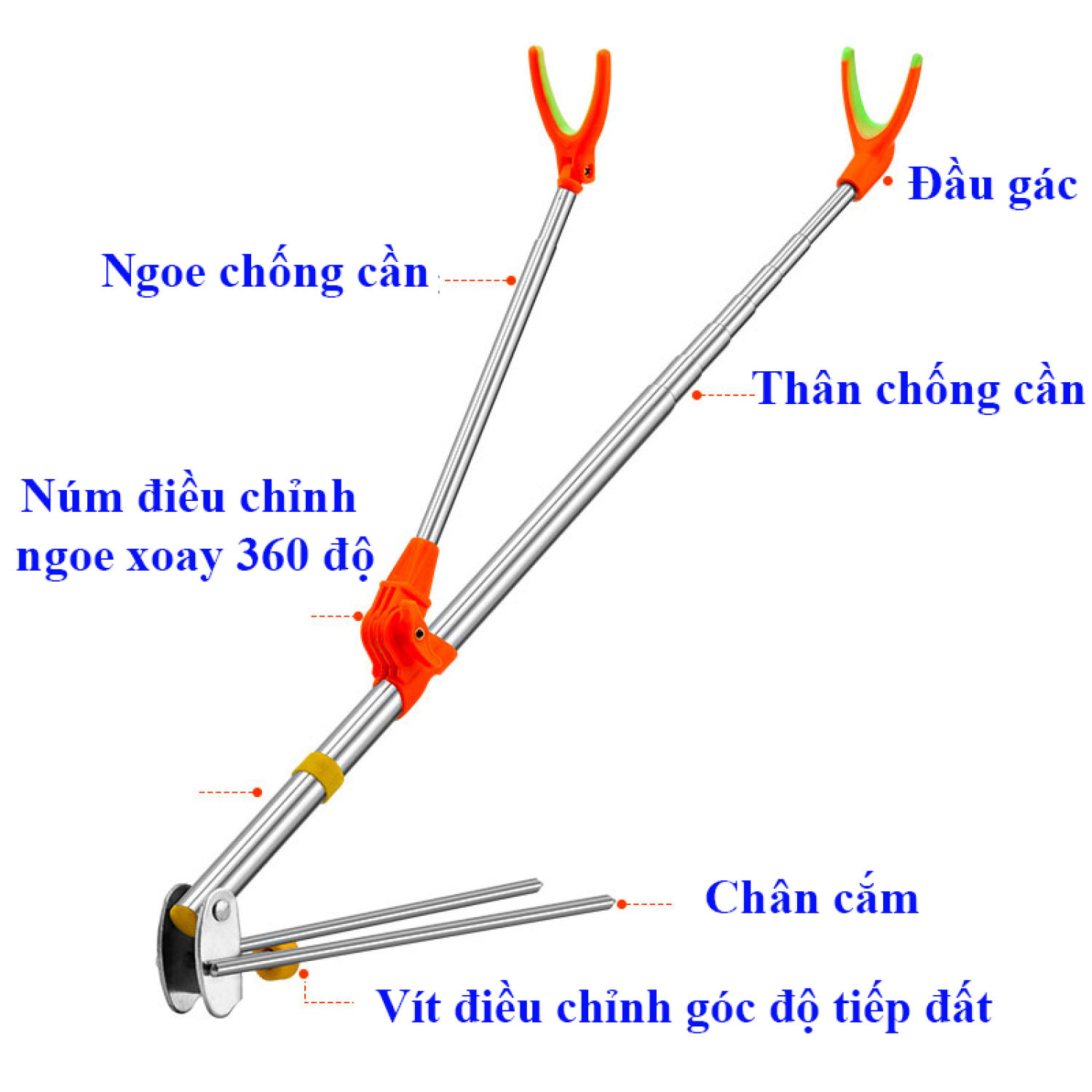 Chống cần câu đài, gác cần câu đài câu đơn Siêu Bền Full Inox, giá đỡ cần câu đài, giá để cần câu cá, chống cần carbon giá rẻ - Đồ Câu qkk