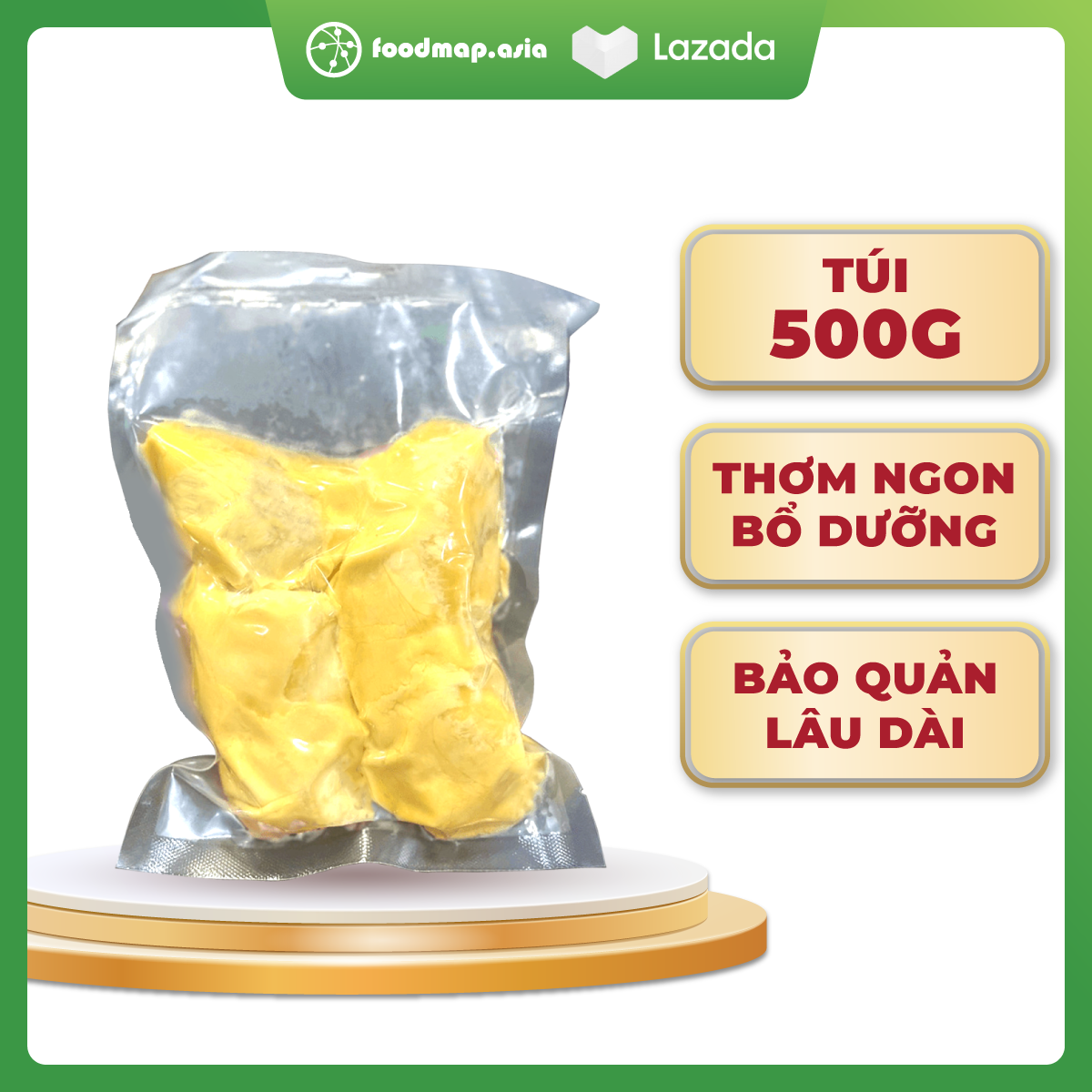 Sầu Riêng Ri6 Chín Già Cấp Đông (tách múi) - Túi 500g - Foodmap