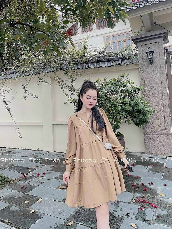 [FREESHIP MAX + HOÀN TIỀN MAX 15%] ĐẦM KATE NÂU XÒE DỄ THƯƠNG XINH