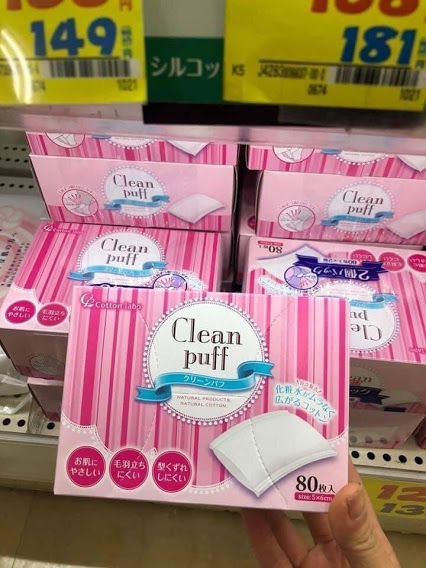 Bông Tẩy Trang Clean Puff Nhật bản hộp 80 miếng