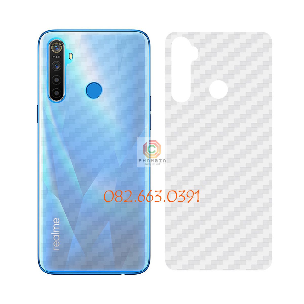 Miếng dán mặt lưng Skin Carbon Realme 5i bảo vệ mặt lưng chống trầy xước
