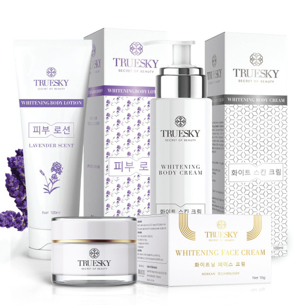 Bộ Truesky VIP05 gồm 1 kem dưỡng trắng da mặt & 1 kem ủ trắng toàn thân & 1 kem dưỡng trắng da toàn thân Lavender cao cấp