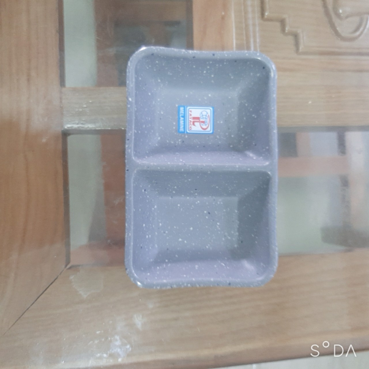 Chén chấm 2 ngăn màu nhám xám melamine c 108n hàng cao cấp - sang trọng
