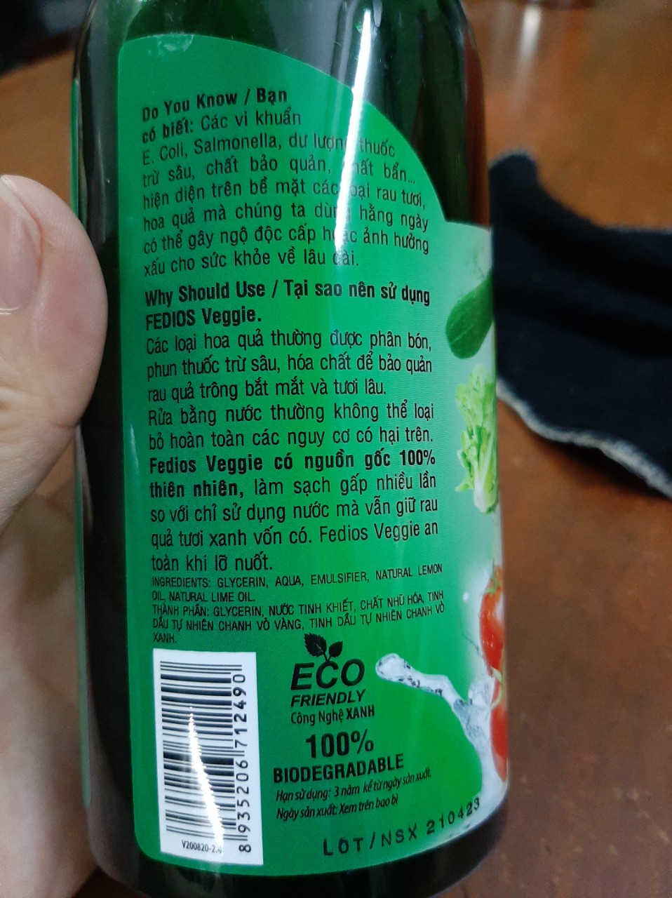 Nước Rửa Rau Củ Quả, Trái Cây FEDIOS VEGGIE 400ml