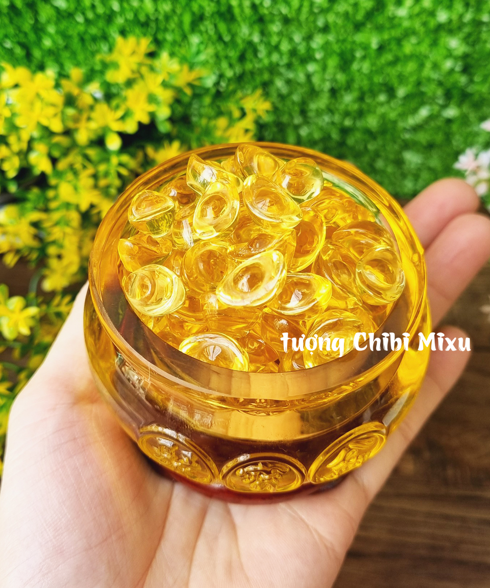 Combo Bát Tụ Bảo size 8cm kèm 100 thỏi vàng size 1.5cm