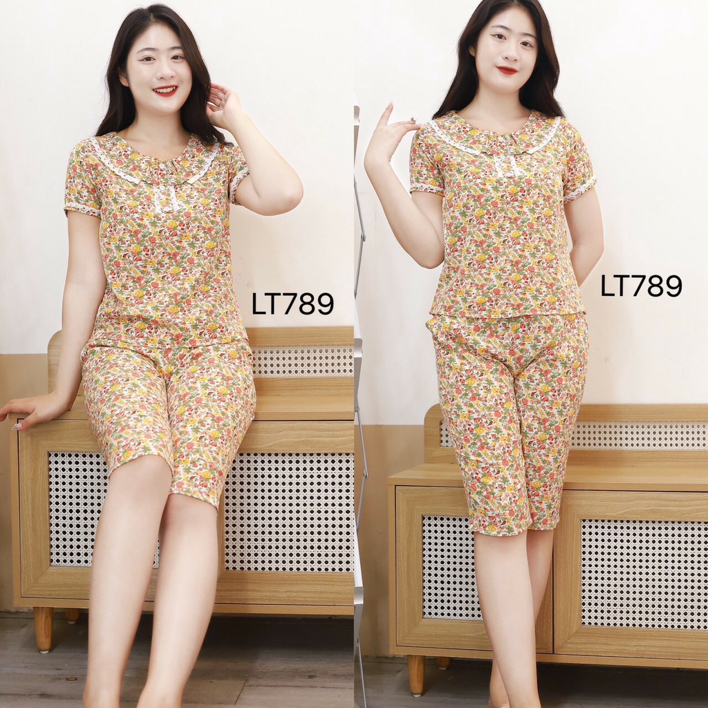 (BunnySky) Đồ bộ mặc nhà lửng lụa mềm mịn, quần áo nữ mẫu lửng mặc hè
