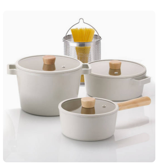 [HÀNG CHÍNH HÃNG] Bộ 3 nồi sâu chống dính bếp từ FIKA NEOFLAM Hàn Quốc. Sản phẩm gồm nồi sâu chống dính đế từ 18cm, nồi sâu chống dính đế từ 22cm, nồi nông chống dính đế từ 22cm (trắng ngà)