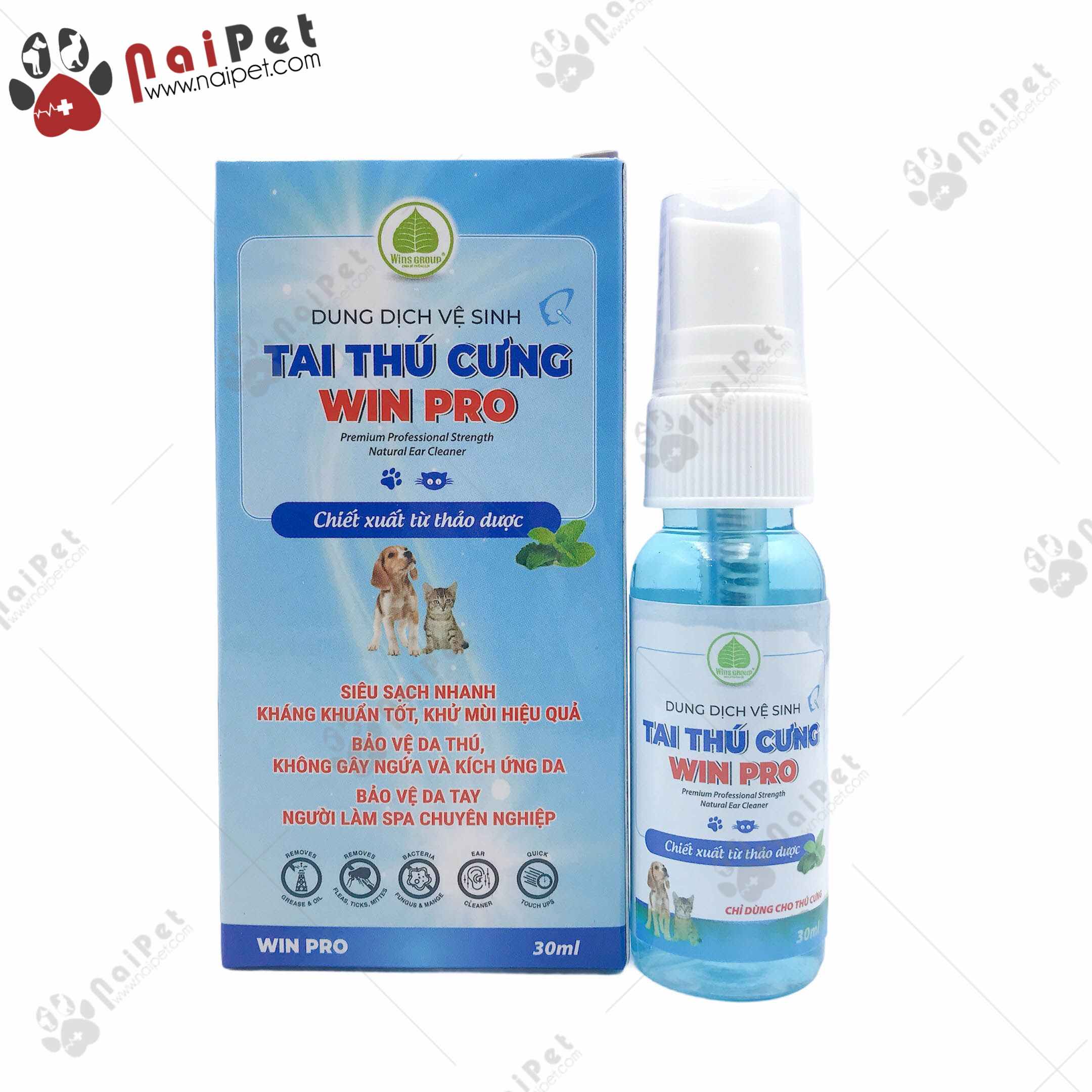 Dung Dịch Vệ Sinh Tai Dạng Xịt Cho Thú Cưng Wins Pro 30ml