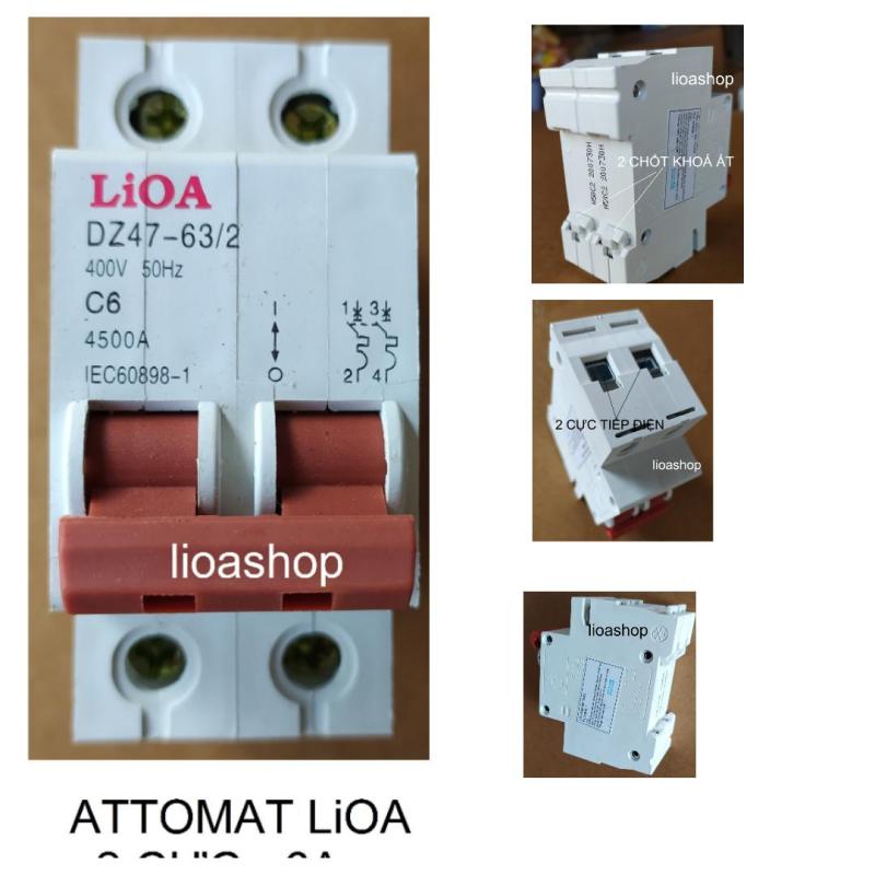 ATTOMAT 2 CỰC LiOA TỪ 6A -63A -DÒNG ÁT CÀI. giá rẻ