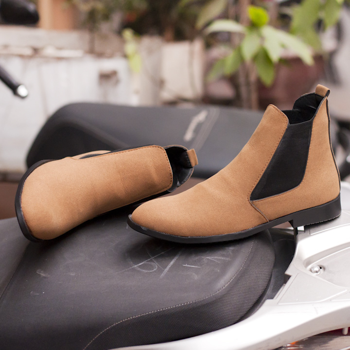 Giày chealsea boot cạnh chun Da màu vàng CB548- ANKAR