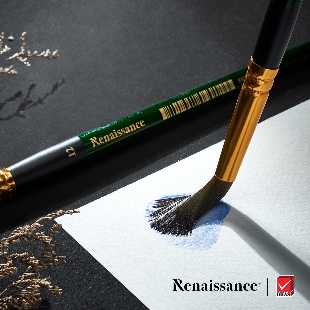 Cọ vẽ màu nước đầu dẹt renaissance cao cấp