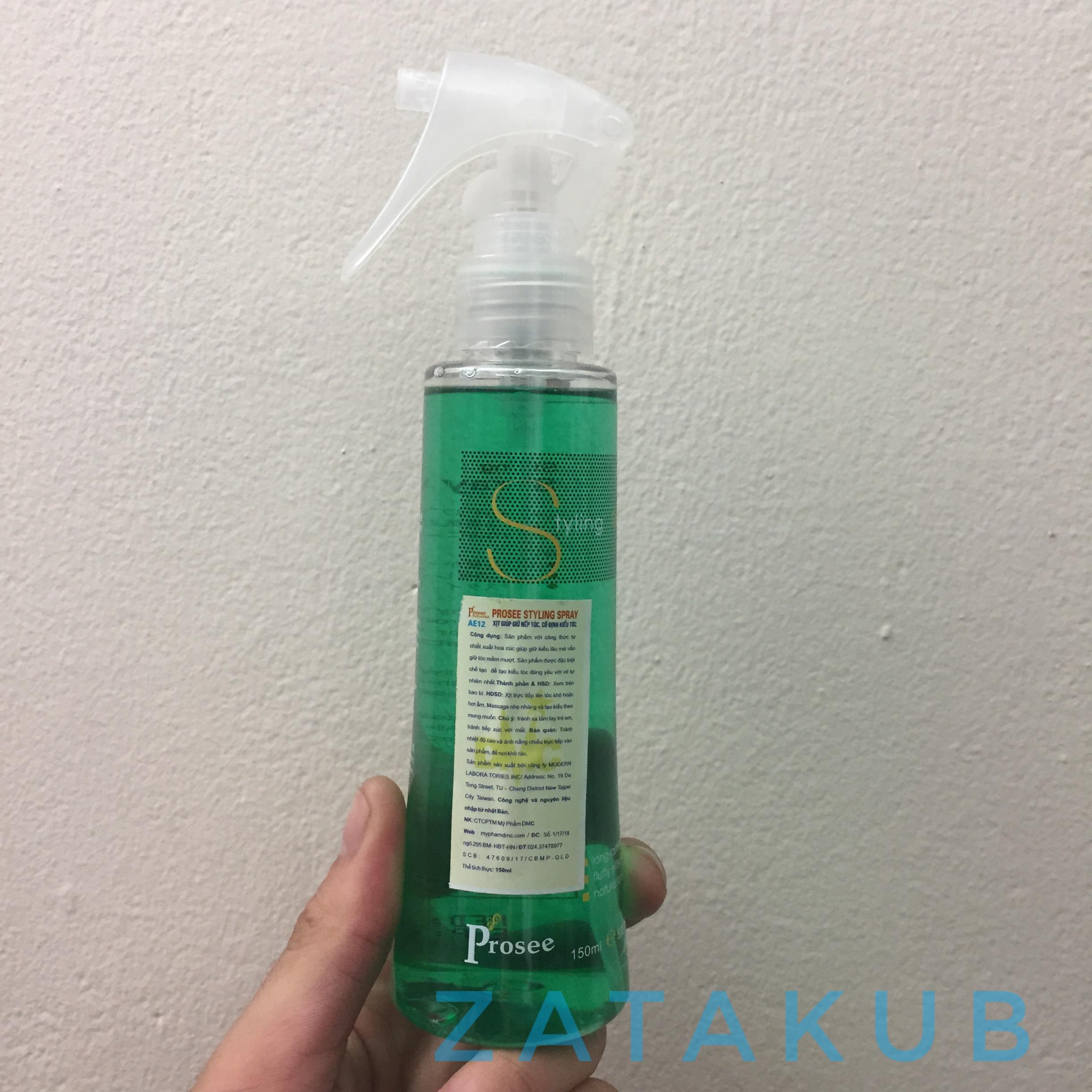 Xịt giữ nếp tóc cố định kiểu tóc Styling Spray Prosee 150ml