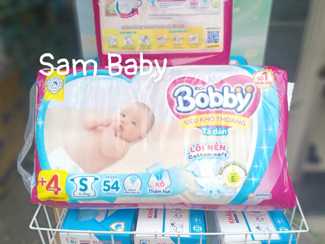 Tã Dán sơ sinh Bobby XS70/S54 tặng 4 miếng