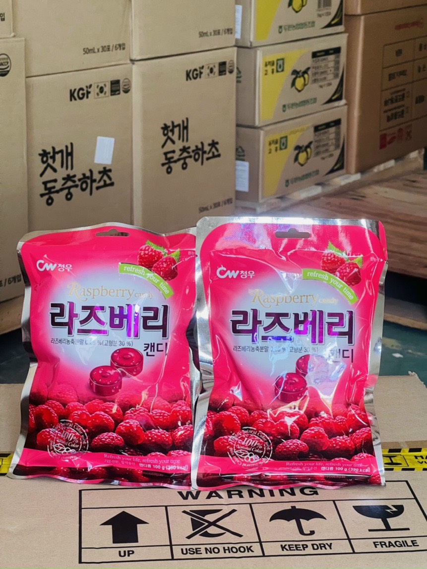 Kẹo Vitamin CW vị mâm xôi gói 100g