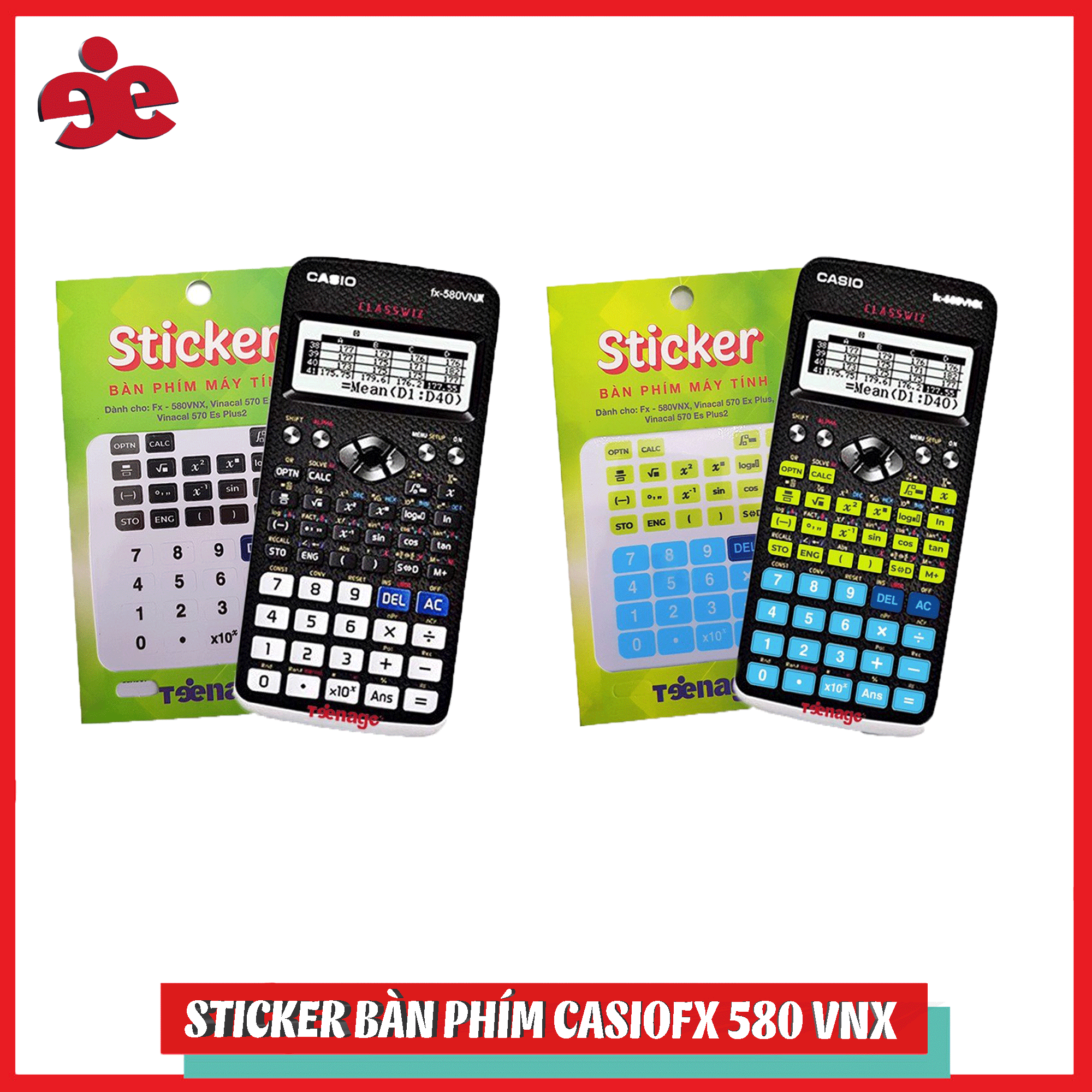 Bộ 2 sticker bàn phím CasioFx 580 VNX
