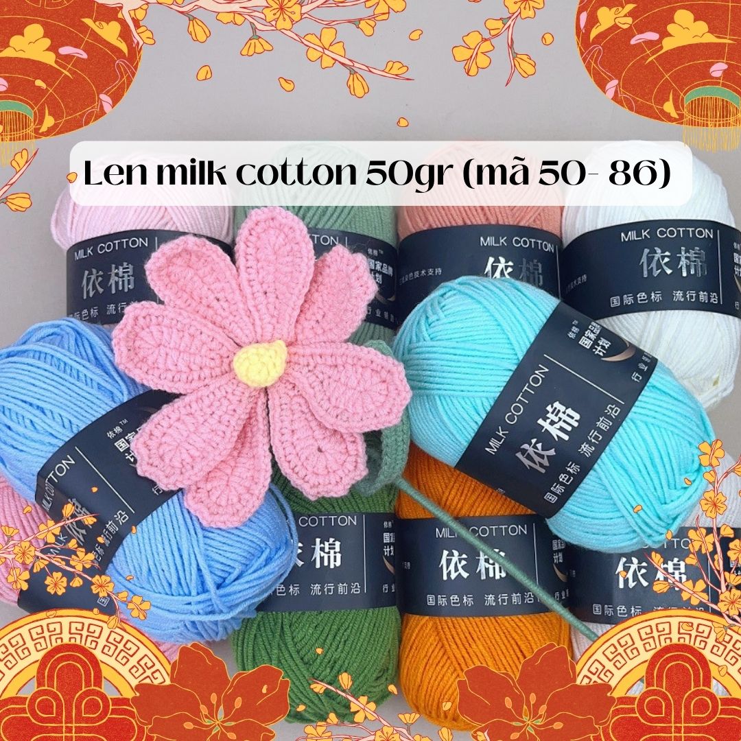 Len Milk Cotton 50g - Milk Cotton Black Label 50g (Code 51 - 86)