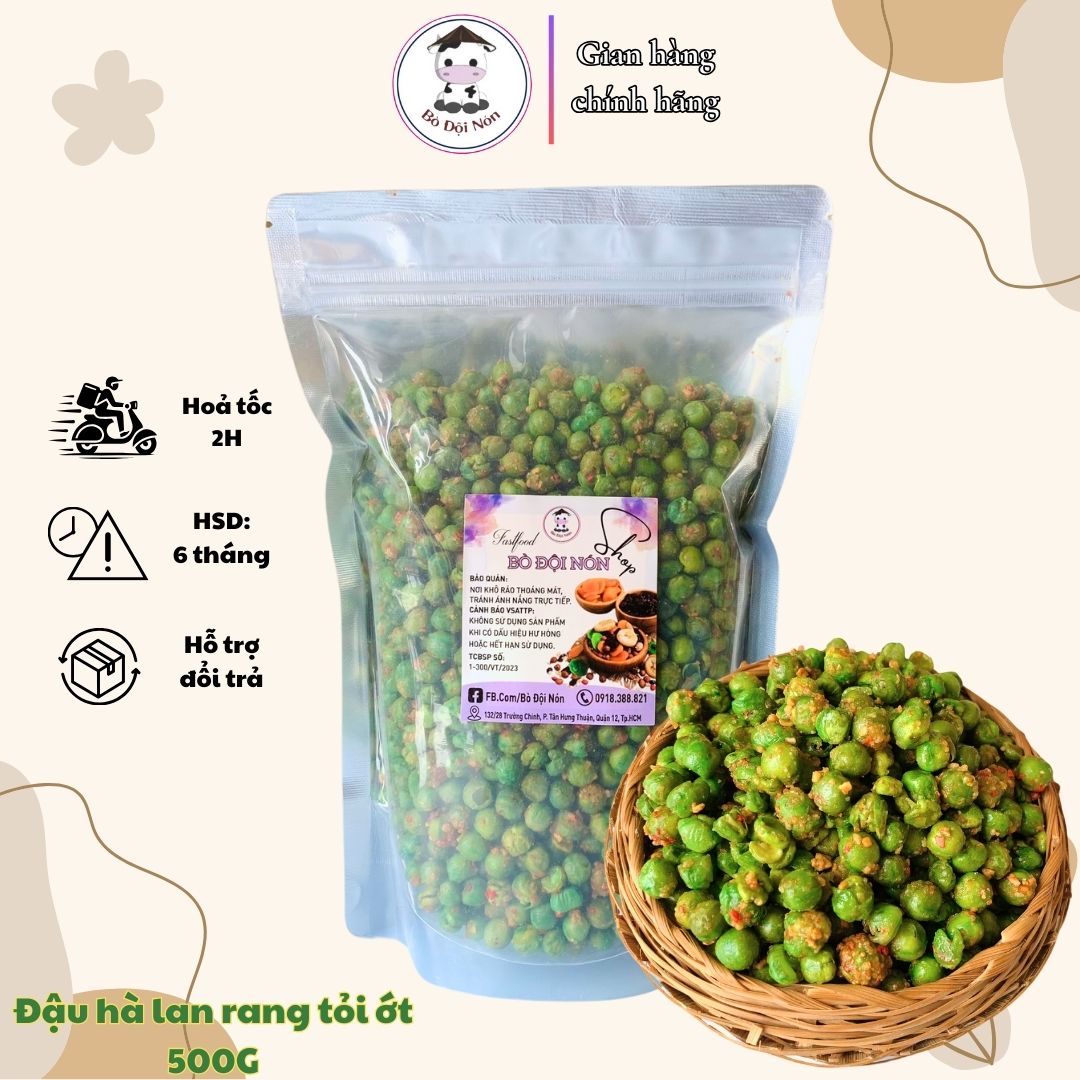 500g đậu hà lan rang tỏi ớt bò đội nón