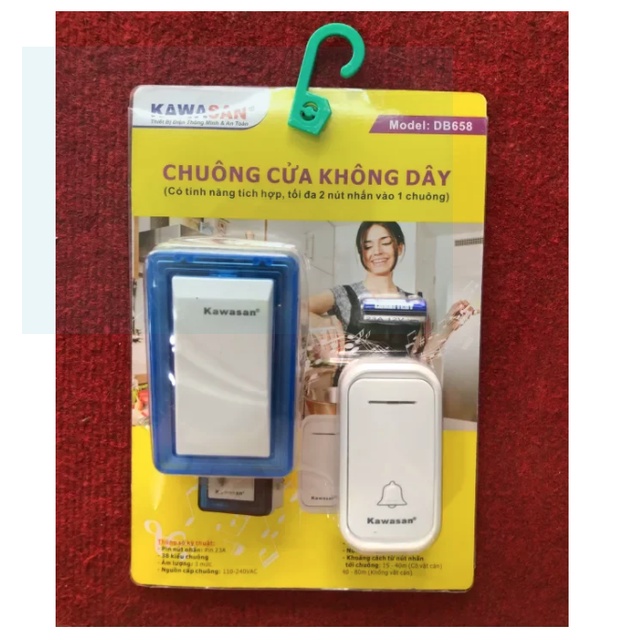 Chuông cửa không dây Kawasan DB658 - Hàng chính hãng - Bảo hành 36 tháng