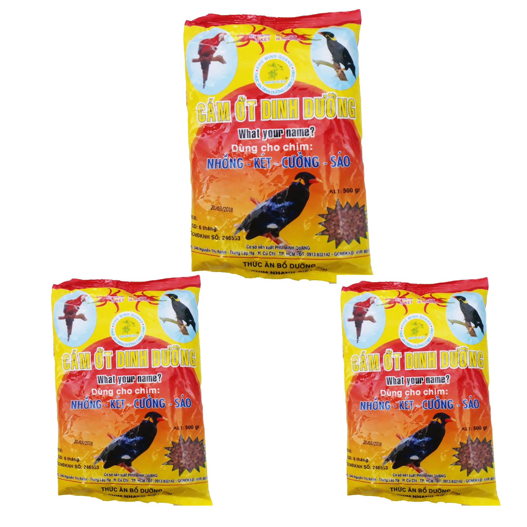 Combo 3 Gói Cám Ớt Minh Tuân 500g - Thức Ăn Chim Nhồng Két Cưỡng Sáo