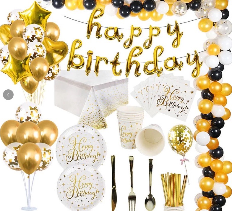 COMBO trang trí tiệc sinh nhật ,bộ bàn tiệc happy birthday to you ,giấy tự hủy cao cấp
