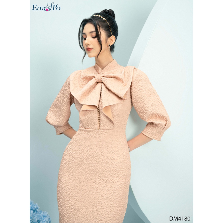 Đầm Ôm Cổ Thắt Bèo Nơ Emspo Dm4180