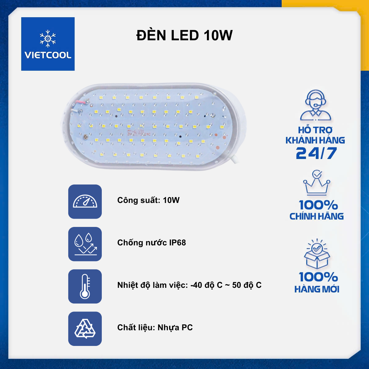 ĐÈN LED KHO LẠNH OVAL 10W - Ánh sáng trắng
