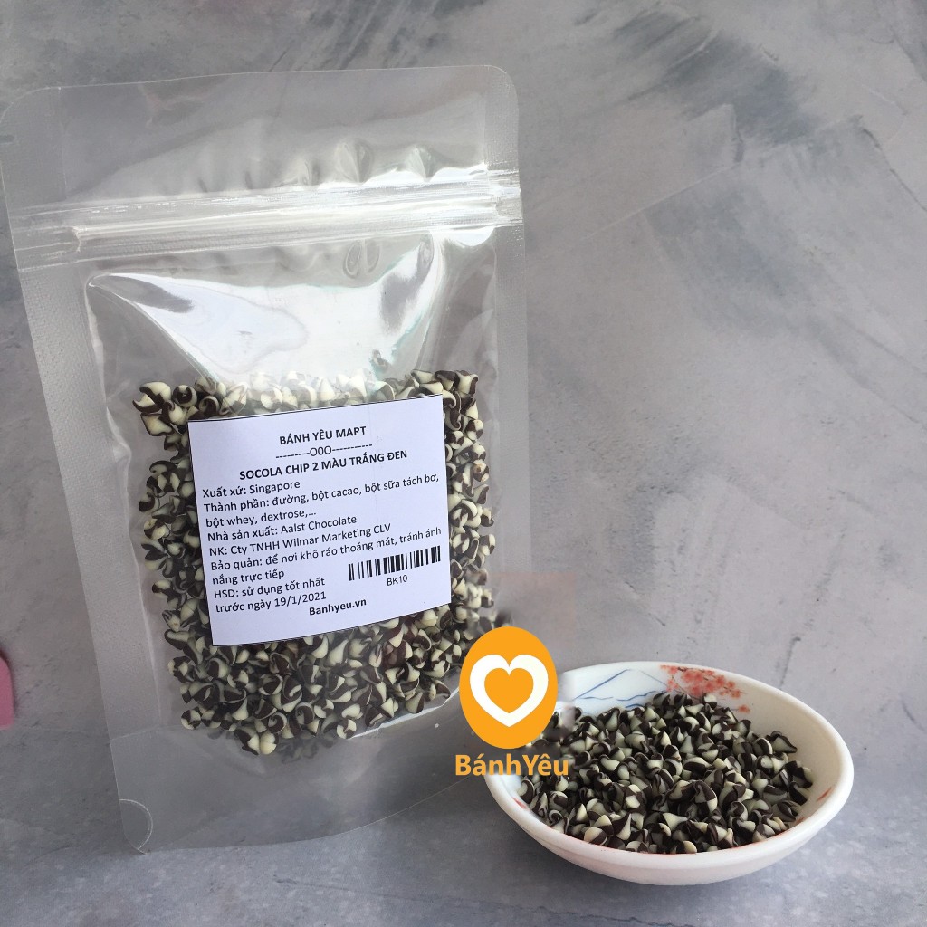 Socola chip 2 màu đen trắng chia - 100g
