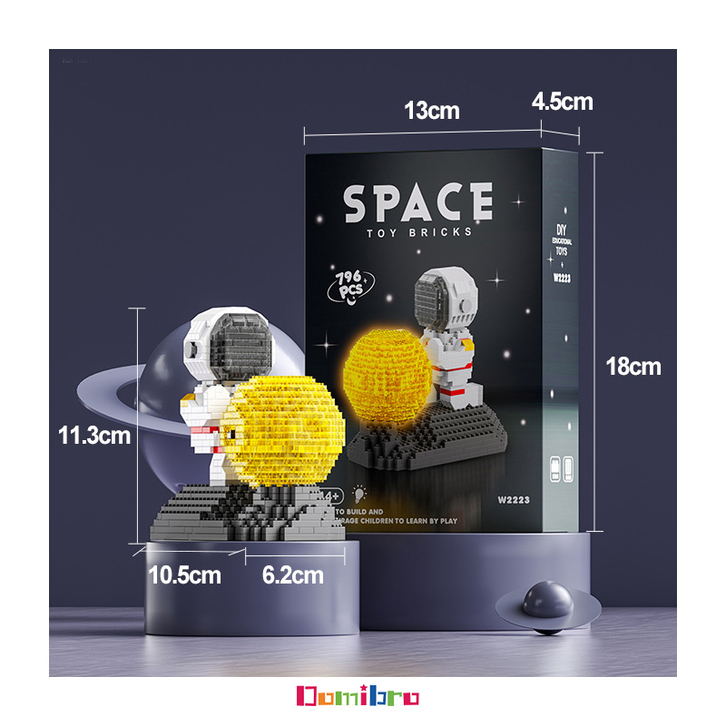 Mô hình phi hành gia có đèn Lego Space bricks, đồ chơi lắp ráp Phi Hành Gia 3D Có Đèn