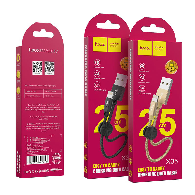 Cáp sạc dây dù 25cm Lightning/Micro/Type-C HOCO X35