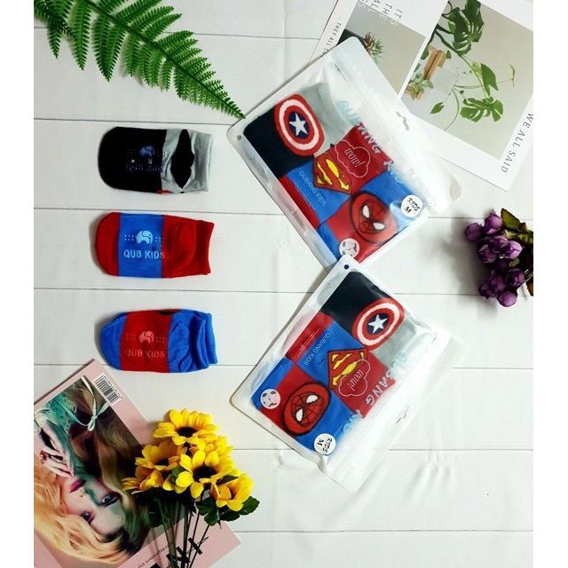 Combo 3 Đôi Tất Túi Zip Siêu Anh Hùng Cho Bé Trai Cực Cool