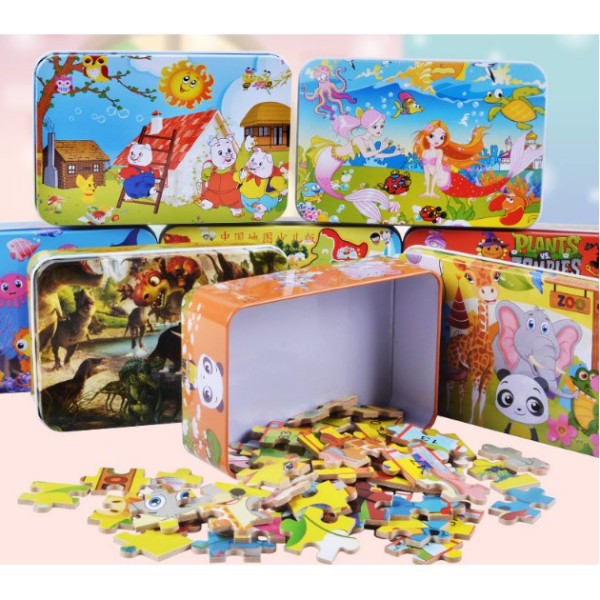 Tranh ghép 100 mảnh gỗ puzzle chọn chủ đề cho bé
