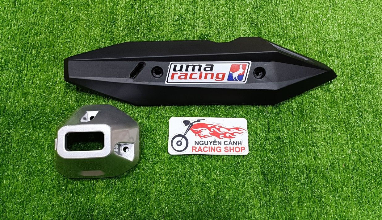 Ốp pô đen +chụp đít pô bạc xe vario 2019 có tem=combo 2 món