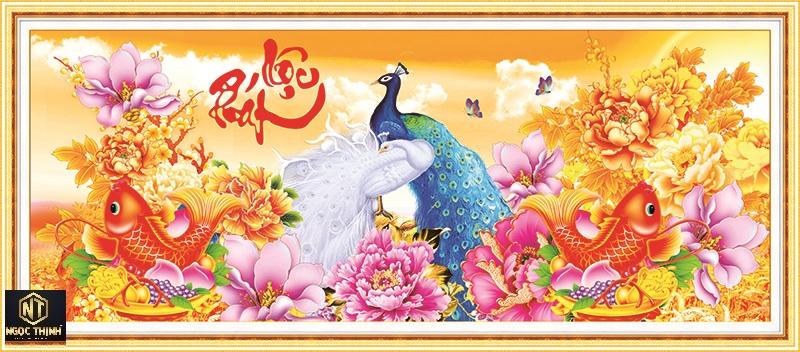Tranh đính đá lộc phát cao cấp -kt: 113x50cm