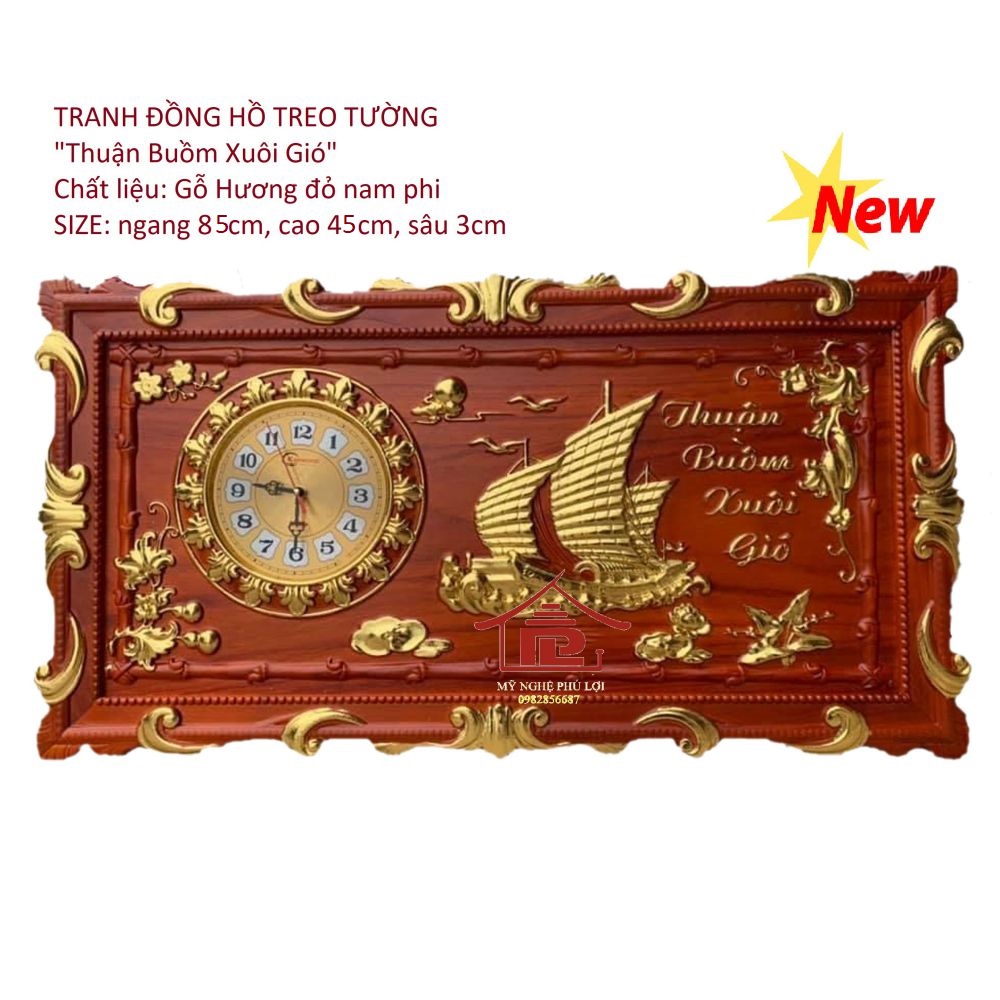 Tranh đồng hỗ gỗ ( Thuận Buồm xuôi gió)