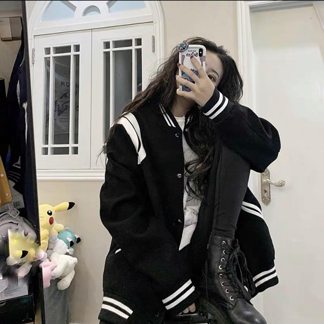 [HCM]Áo Bomber Teddy Chuẩn Style Hàn Quốc (Đen)