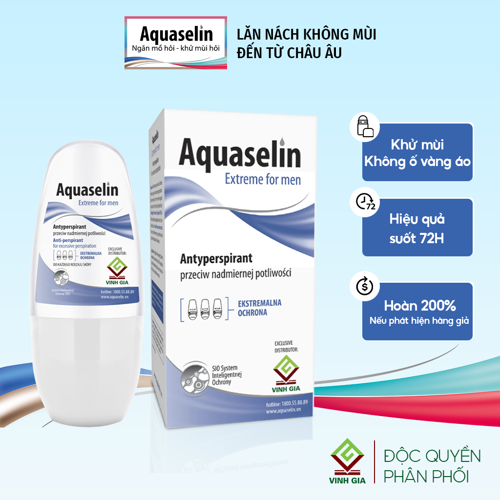 Lăn Nách Cho Nam AQUASELIN Extreme For Men Khử Mùi