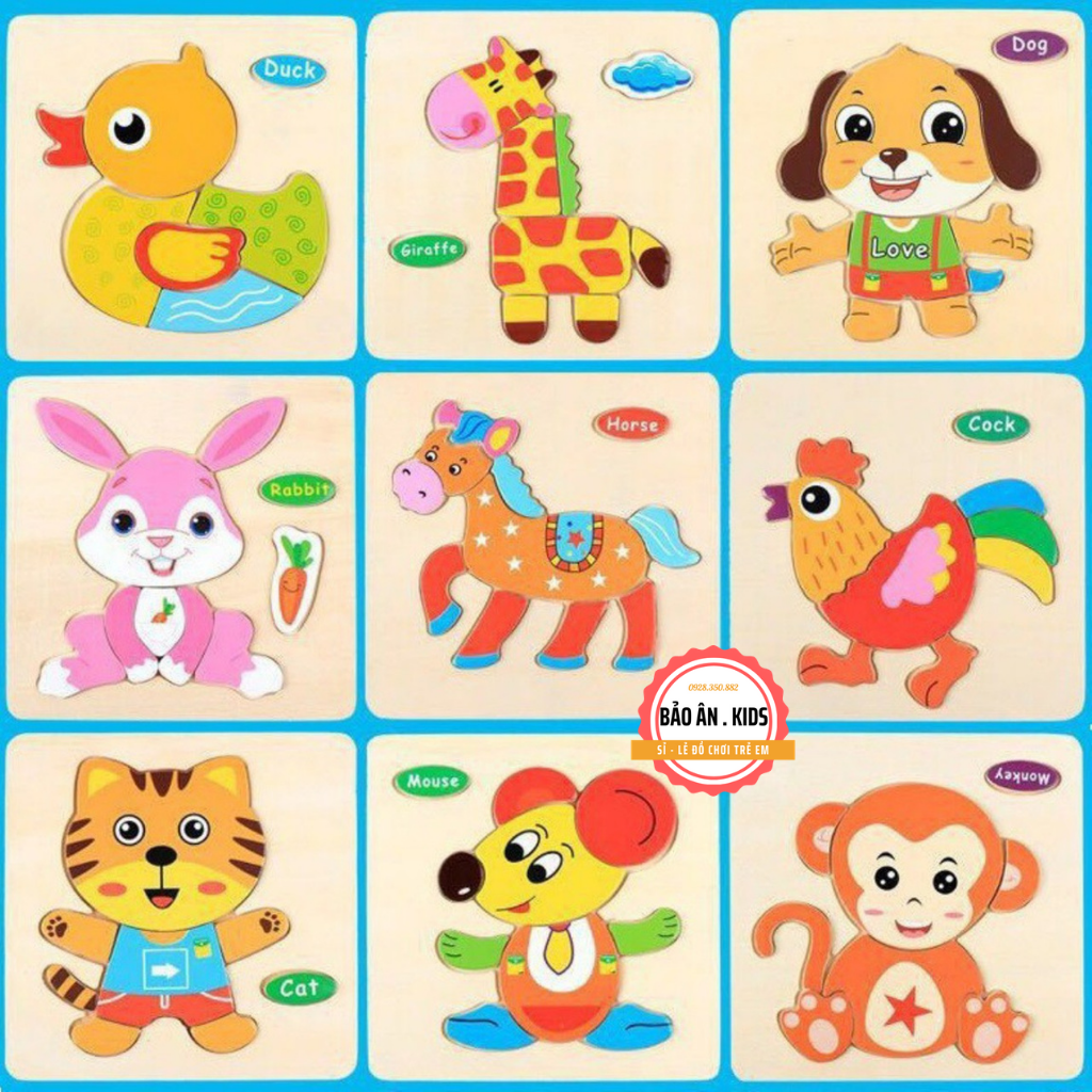 ĐỒ CHƠI GỖ - TRANH GHÉP GỖ TRANH 3D CHO BÉ