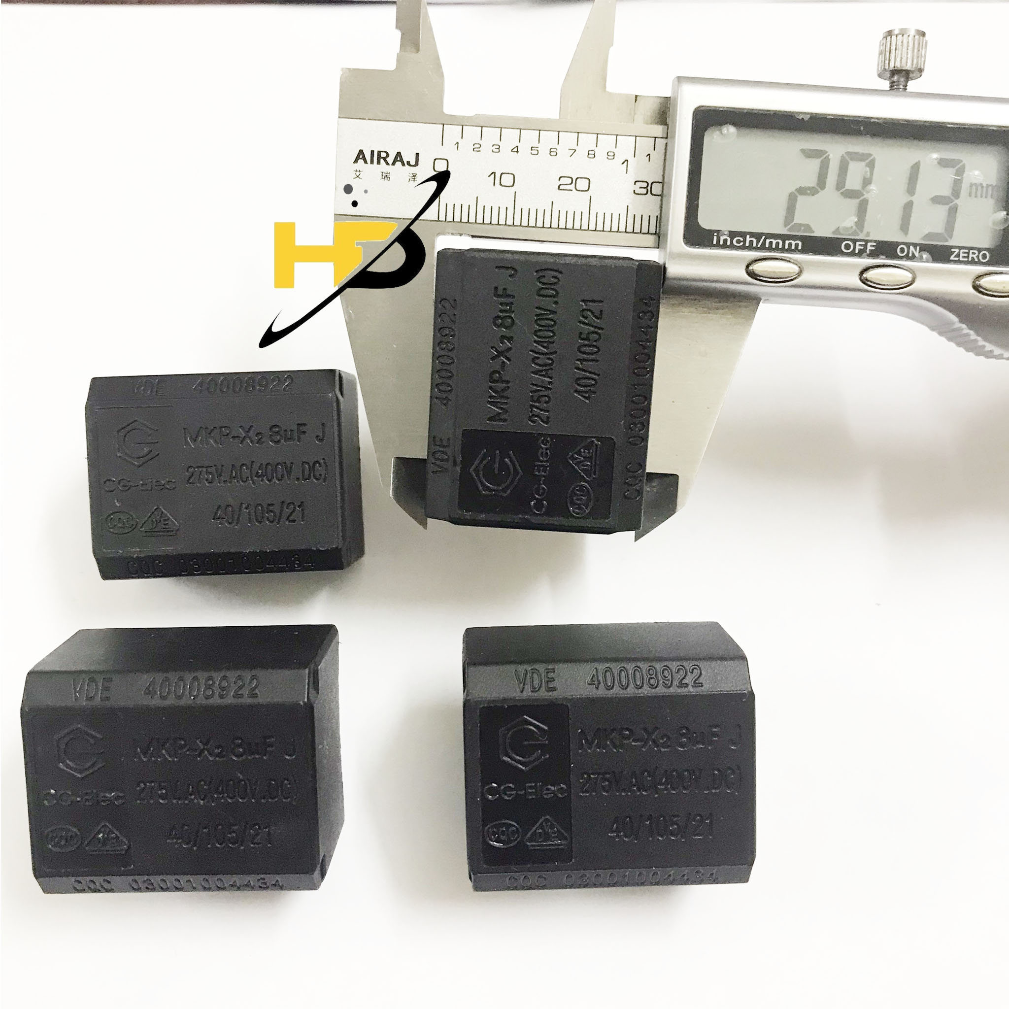 Tụ Bếp Từ 8uF 275VAC 400VDC Dáng Nằm, Linh Kiện Dùng Cho Mạch Bếp Từ