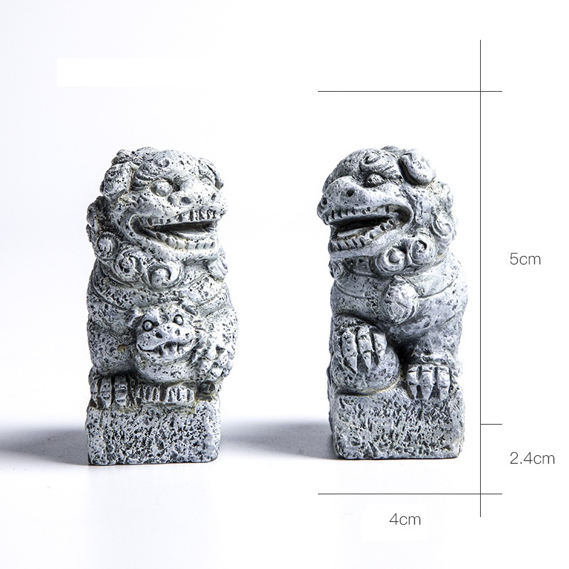 Cặp sư tử đá mini phối tiểu cảnh, thủy sinh, non bộ, bonsai