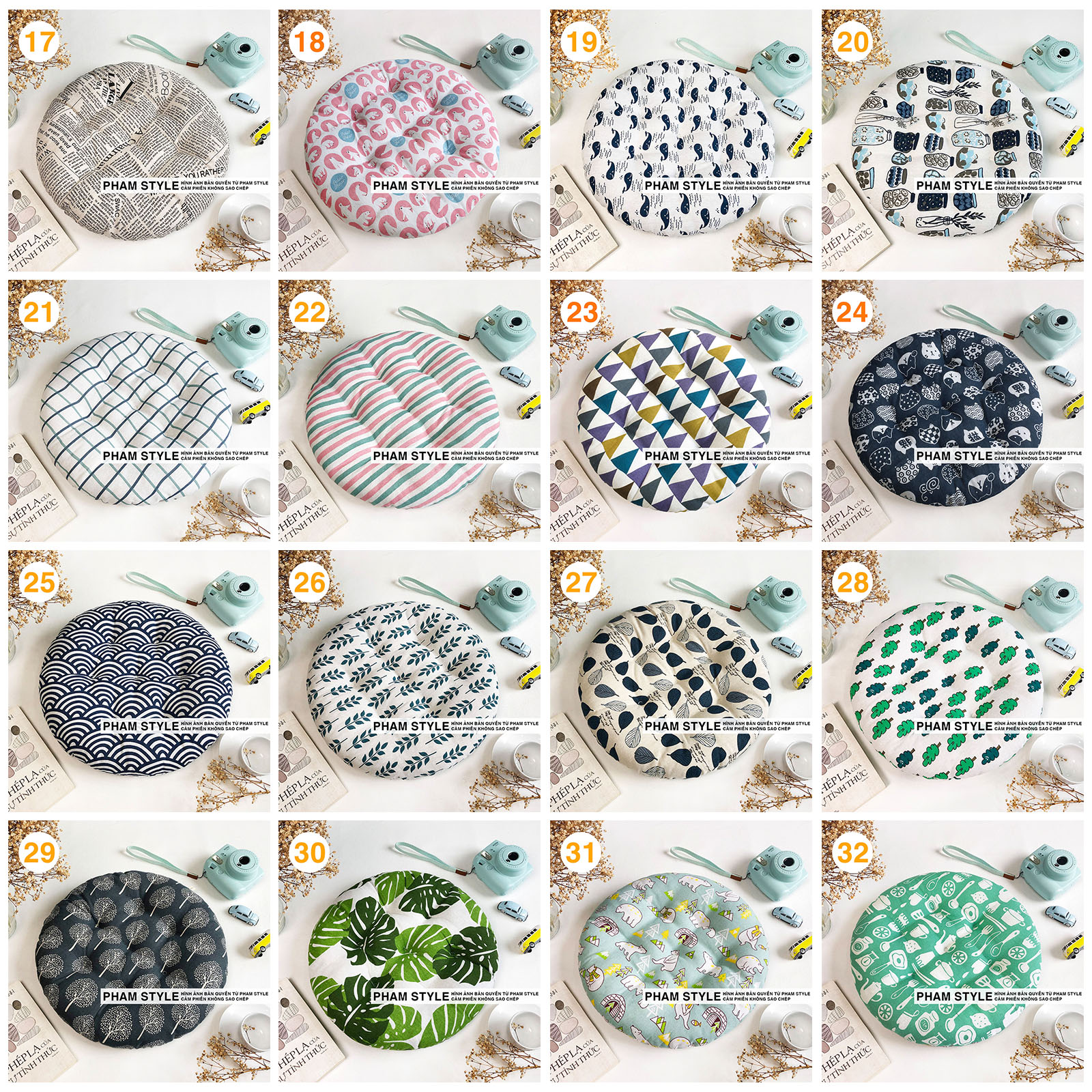 Đệm Tròn Ngồi Bệt PATTERN (40,45,50cm) (NO17-32)