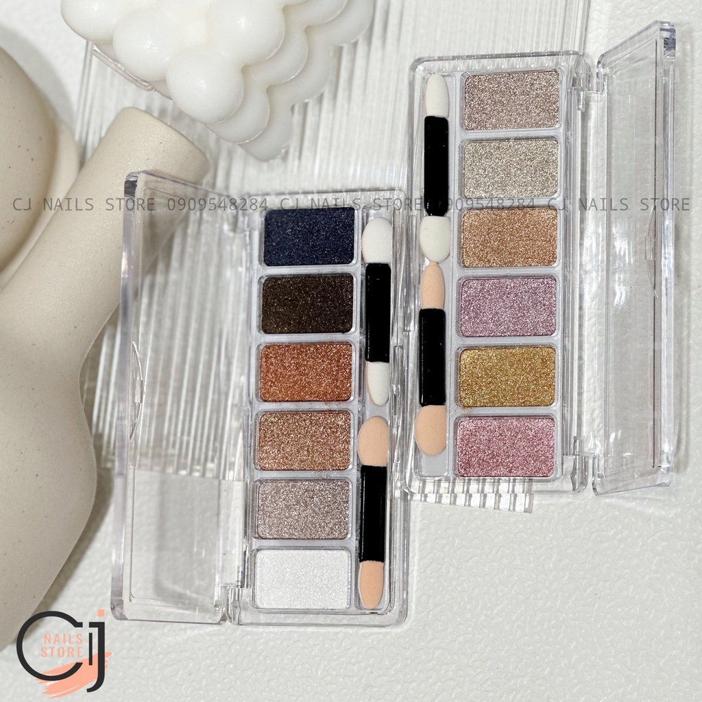{CJ Nails Store} Set tráng gương nén siêu sáng 6 ô cao cấp