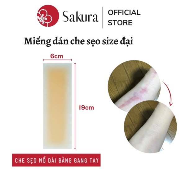Miếng dán che khuyết điểm che sẹo lồi sẹo thâm chống nước Japan Sakura 6x19cm chất liệu silicon tự nhiên, không kích ứng da